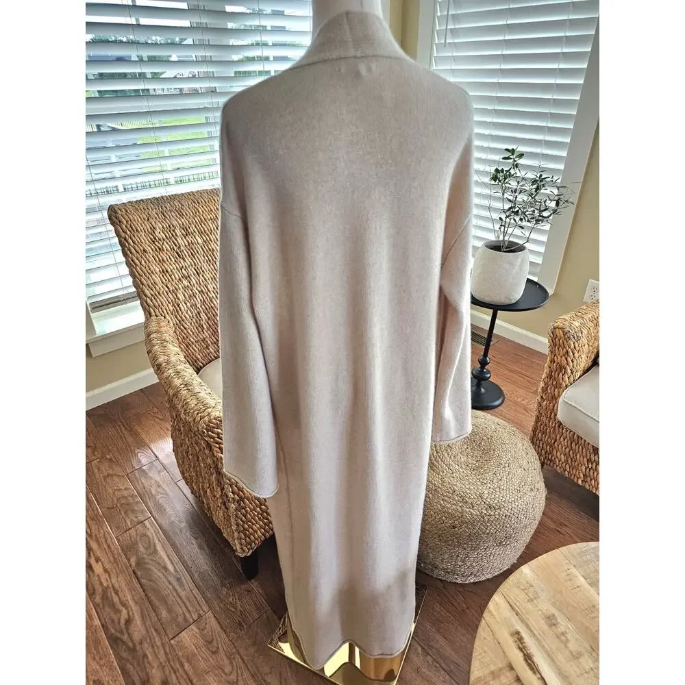 Reformation Bri Cashmere Long Open Front Cardigan Oatmeal Sz Small Tan Designer - Picture 8 of 14